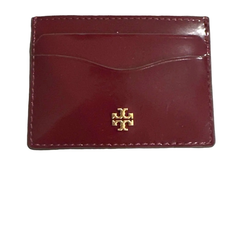 Nwt Tory burch Emerson patent slim card case color royal burgundy - Picture 2 of 3